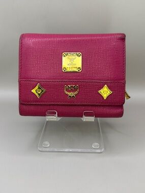 MCM Leather Studded compact Trifold Wallet